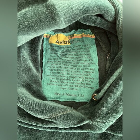 Aviator Nation Classic Velvet Pullover Hoodie Sweatshirt Size XS - Picture 8 of 8